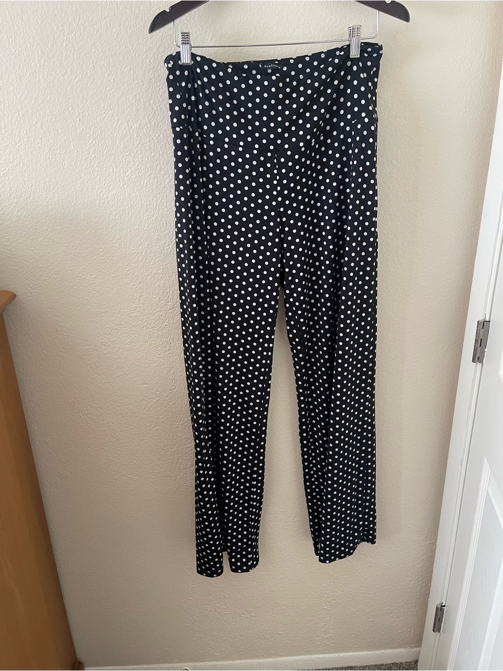 Black & White Polka Dot Wide-Leg Pants